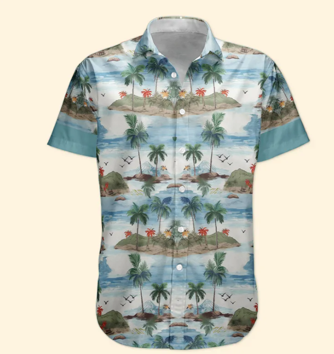 Custom Car Photo Beach Palm Tree Vintage Aloha Shirts - Custom Photo Hawaiian Shirts HA0037