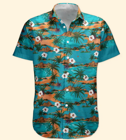 Custom Car Photo Beach Palm Tree Vintage Aloha Shirts - Custom Photo Hawaiian Shirts HA0037