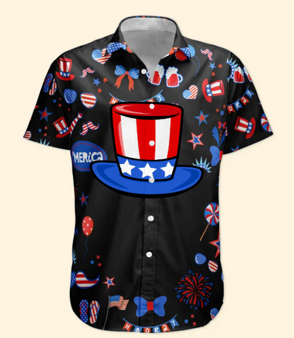 Custom Face Funny Happy 4th Of July - Personalized Photo Hawaiian Shirt HA0049