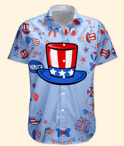 Custom Face Funny Happy 4th Of July - Personalized Photo Hawaiian Shirt HA0049