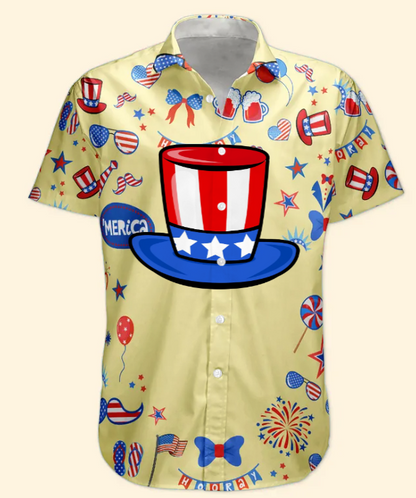 Custom Face Funny Happy 4th Of July - Personalized Photo Hawaiian Shirt HA0049