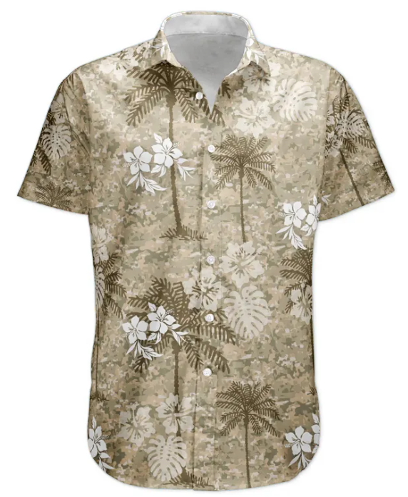 Camo Tropical Beach Pattern Hawaii Aloha Shirts - Custom Photo Hawaiian Shirts HA0050