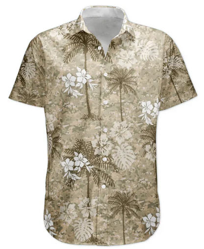 Camo Tropical Beach Pattern Hawaii Aloha Shirts - Custom Photo Hawaiian Shirts HA0050