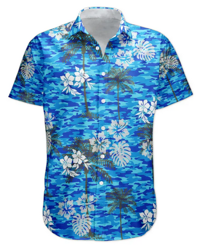 Camo Tropical Beach Pattern Hawaii Aloha Shirts - Custom Photo Hawaiian Shirts HA0050