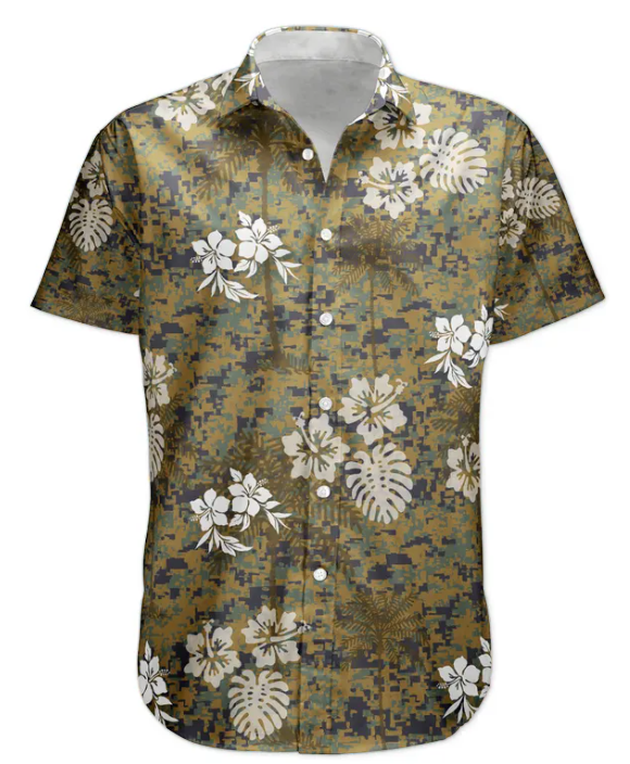 Camo Tropical Beach Pattern Hawaii Aloha Shirts - Custom Photo Hawaiian Shirts HA0050