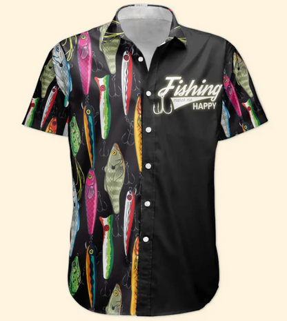 Custom Photo Bass Fish Fishing Makes Me Happy - Custom Photo Hawaiian Shirt HA0055