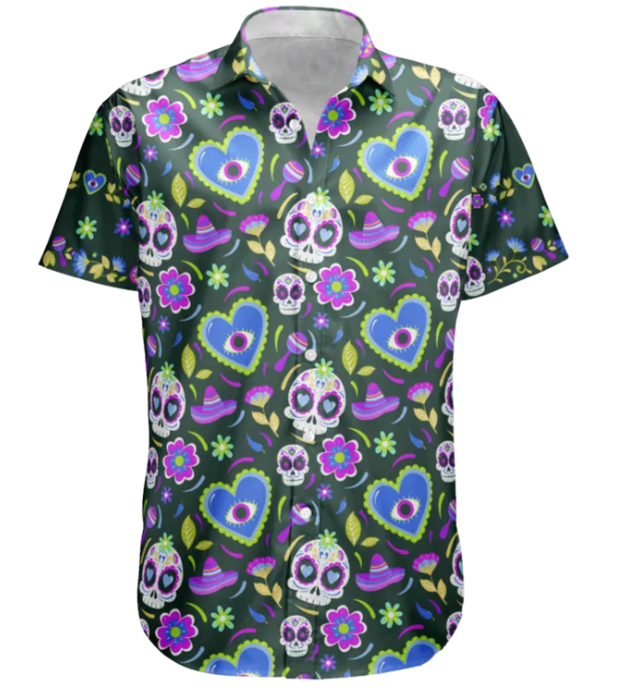 Custom Face Photo Mexican Hawaiian Shirt Skull Pattern - Custom Photo Hawaiian Shirts HA0065