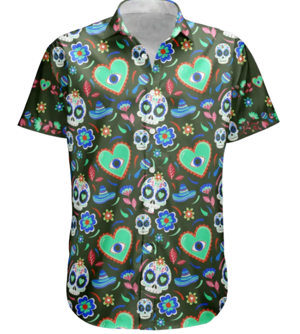 Custom Face Photo Mexican Hawaiian Shirt Skull Pattern - Custom Photo Hawaiian Shirts HA0065