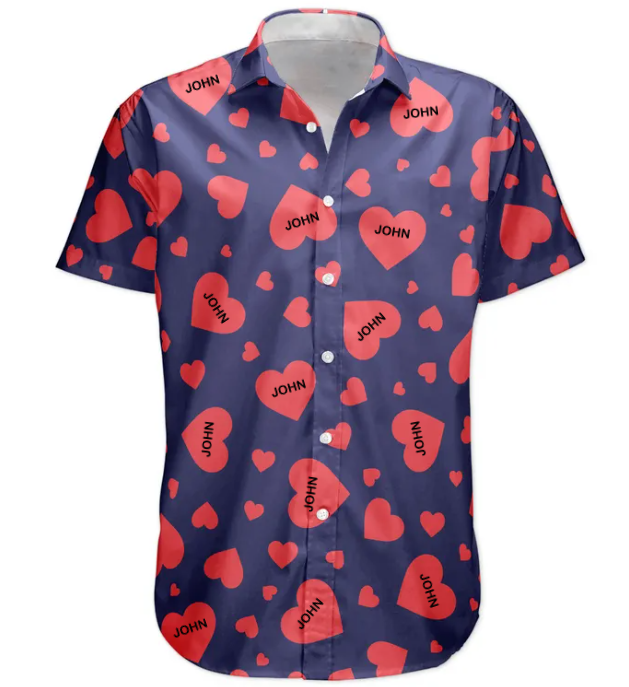 Custom Heart With Name Vintage Aloha Valentine's Day Gift - Custom Hawaiian Shirts HA0069