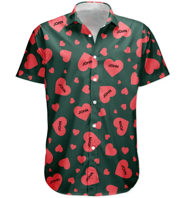 Custom Heart With Name Vintage Aloha Valentine's Day Gift - Custom Hawaiian Shirts HA0069