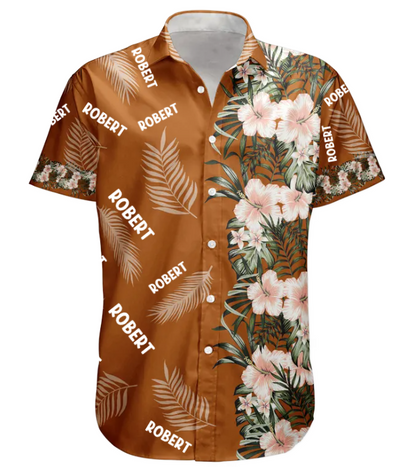 Custom Name Hibiscus Tropical Line Vintage Aloha Shirts - Custom Hawaiian Shirts HA0070