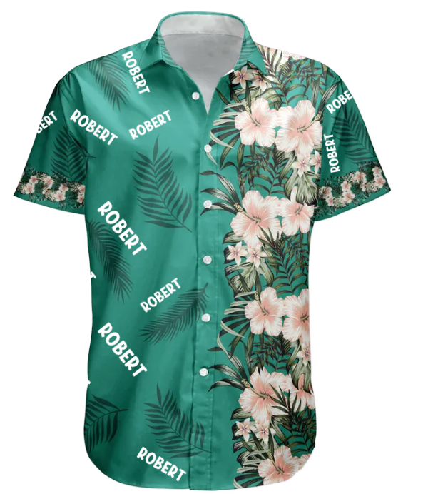 Custom Name Hibiscus Tropical Line Vintage Aloha Shirts - Custom Hawaiian Shirts HA0070