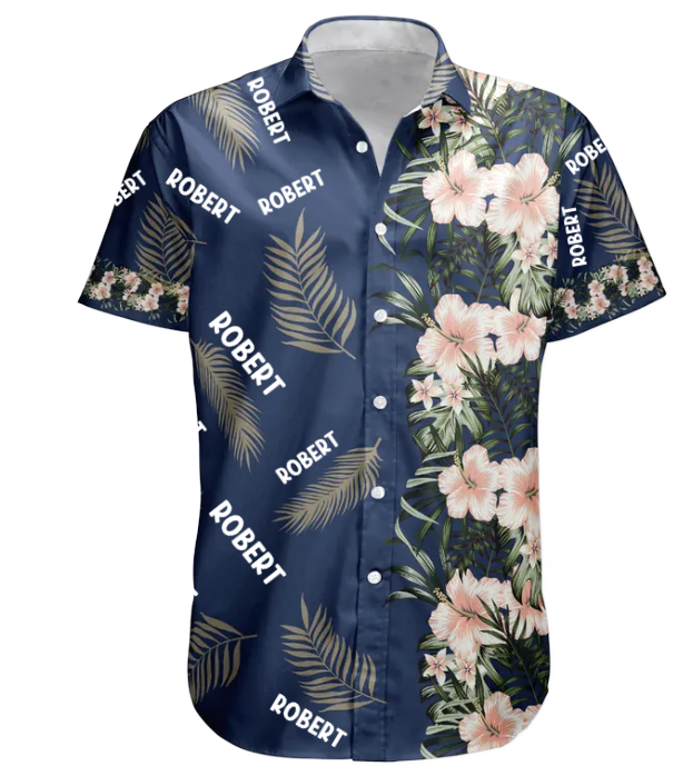 Custom Name Hibiscus Tropical Line Vintage Aloha Shirts - Custom Hawaiian Shirts HA0070