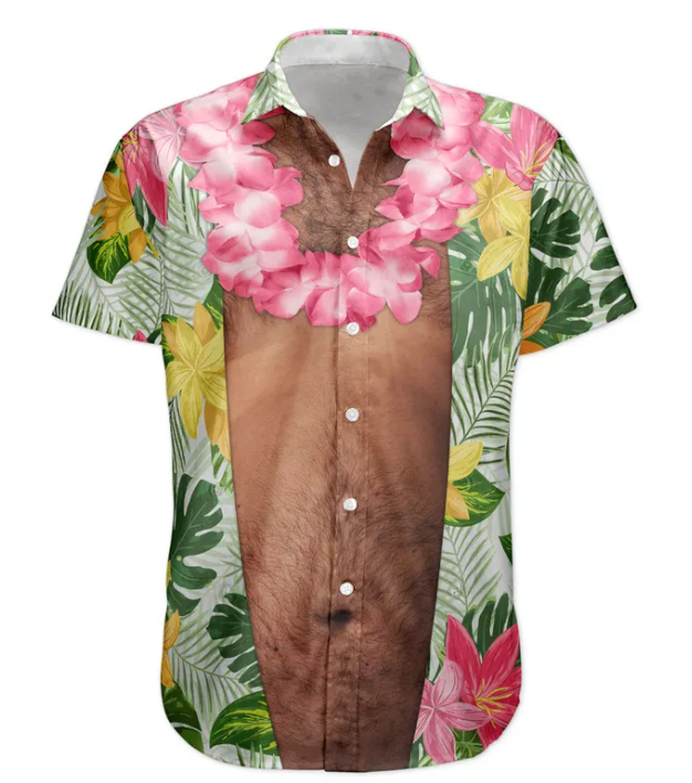 Funny Big Belly Aloha With Tropical Flowers - Custom Hawaiian Shirt HA0084