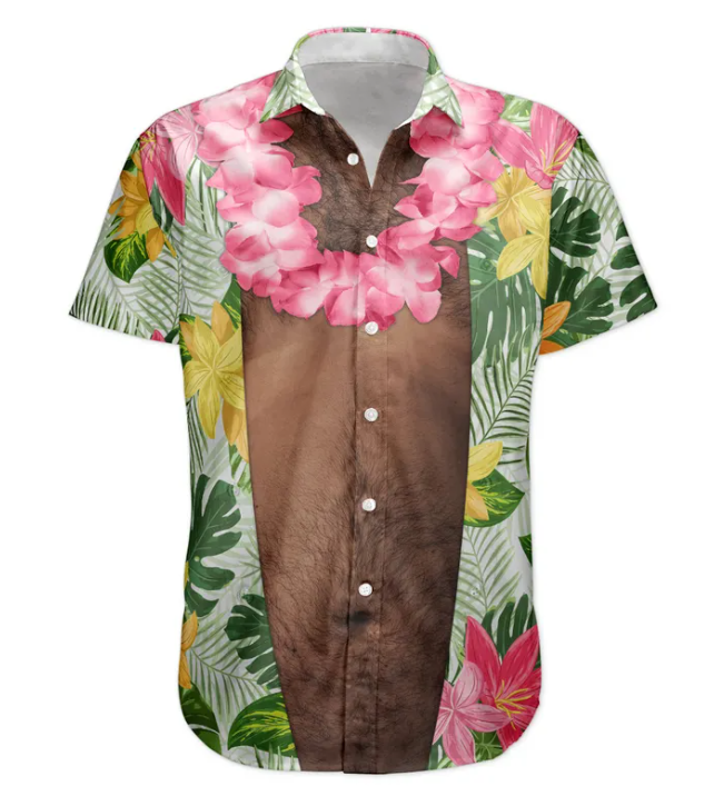 Funny Big Belly Aloha With Tropical Flowers - Custom Hawaiian Shirt HA0084