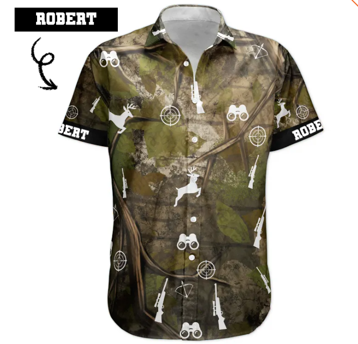 Hunting Camo Tropical Pattern Custom Face Aloha Shirts - Custom Photo Hawaiian Shirts HA0094