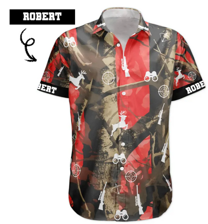 Hunting Camo Tropical Pattern Custom Face Aloha Shirts - Custom Photo Hawaiian Shirts HA0094