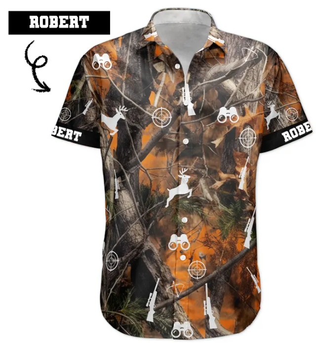 Hunting Camo Tropical Pattern Custom Face Aloha Shirts - Custom Photo Hawaiian Shirts HA0094