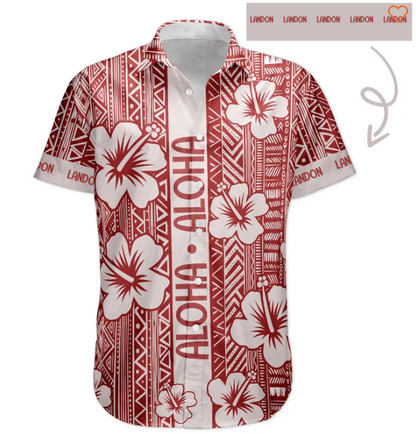 Aloha Vintage Hibiscus Tropical Pattern Gift For Men Family - Custom Hawaiian Shirts HA0095