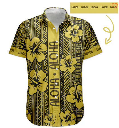 Aloha Vintage Hibiscus Tropical Pattern Gift For Men Family - Custom Hawaiian Shirts HA0095