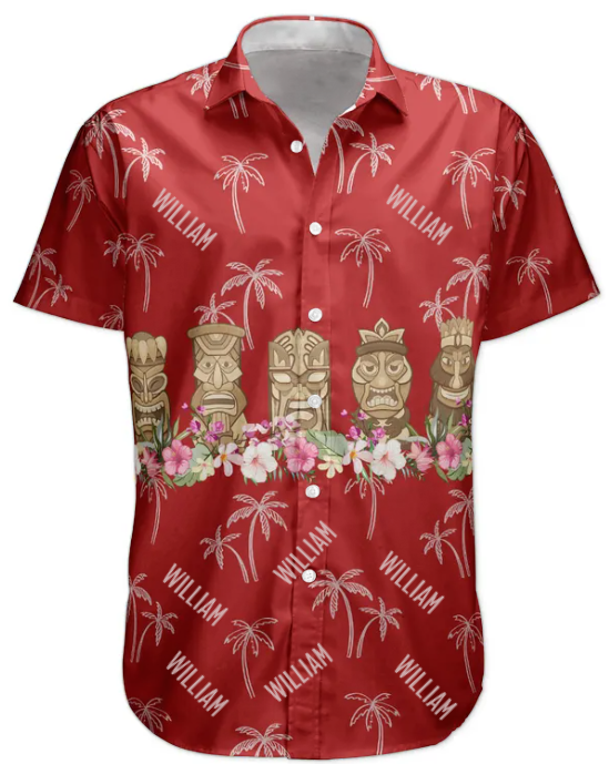 Tiki Hibiscus Custom Name Aloha Shirts Family Gift For Men - Custom Hawaiian Shirts HA0096