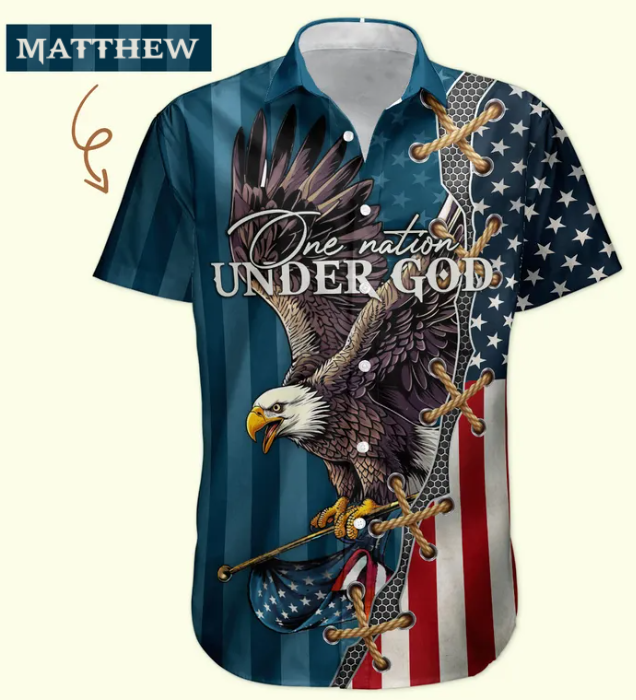 One Nation Under God Jesus Christian 4 Of July Hawaiian Shirt - Custom Hawaiian Shirts HA0097