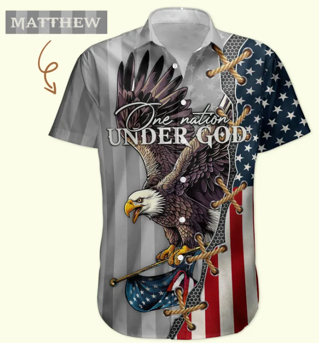 One Nation Under God Jesus Christian 4 Of July Hawaiian Shirt - Custom Hawaiian Shirts HA0097