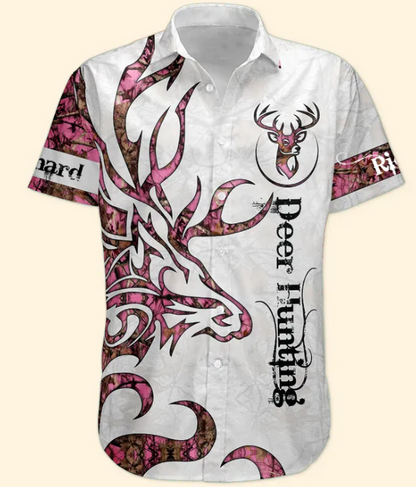 Deer Hunting Camo Realtree Custom Name Tactical Aloha Shirts - Custom Hawaiian Shirts HA0105