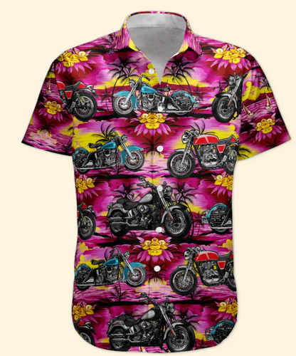 Custom Vintage Bikes Photo Motorbicycles For Bikers, Men, Husband - Custom Photo Hawaiian Shirt HA0107