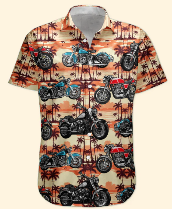 Custom Vintage Bikes Photo Motorbicycles For Bikers, Men, Husband - Custom Photo Hawaiian Shirt HA0107