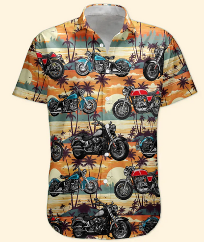 Custom Vintage Bikes Photo Motorbicycles For Bikers, Men, Husband - Custom Photo Hawaiian Shirt HA0107