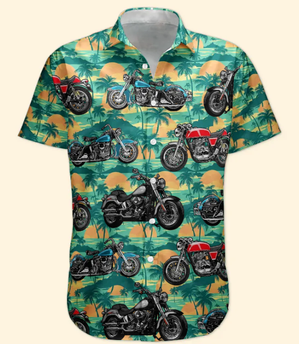 Custom Vintage Bikes Photo Motorbicycles For Bikers, Men, Husband - Custom Photo Hawaiian Shirt HA0107