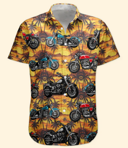 Custom Vintage Bikes Photo Motorbicycles For Bikers, Men, Husband - Custom Photo Hawaiian Shirt HA0107