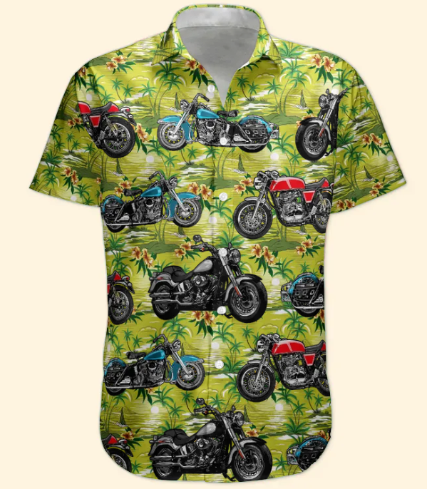 Custom Vintage Bikes Photo Motorbicycles For Bikers, Men, Husband - Custom Photo Hawaiian Shirt HA0107