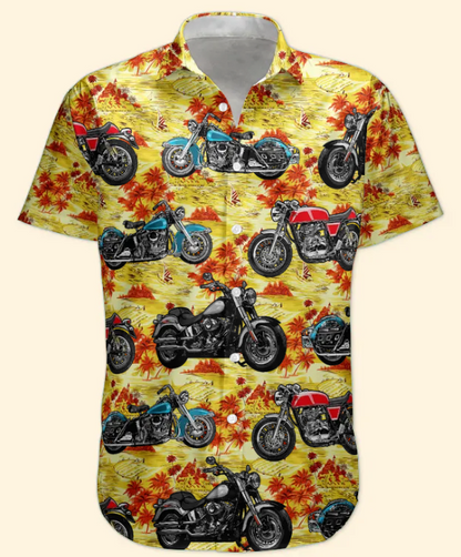 Custom Vintage Bikes Photo Motorbicycles For Bikers, Men, Husband - Custom Photo Hawaiian Shirt HA0107