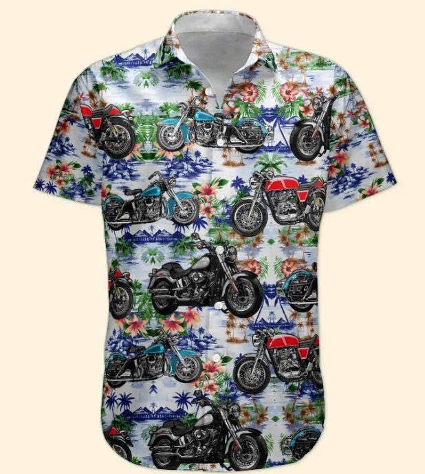 Custom Vintage Bikes Photo Motorbicycles For Bikers, Men, Husband - Custom Photo Hawaiian Shirt HA0107