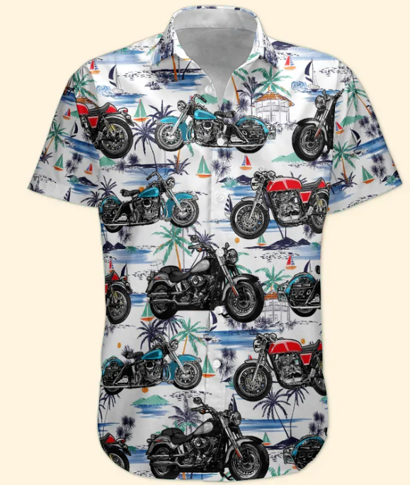 Custom Vintage Bikes Photo Motorbicycles For Bikers, Men, Husband - Custom Photo Hawaiian Shirt HA0107