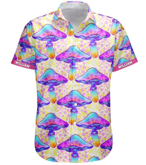 Custom Name With Poisonous Mushroom Pattern - Custom Hawaiian Shirts HA0115