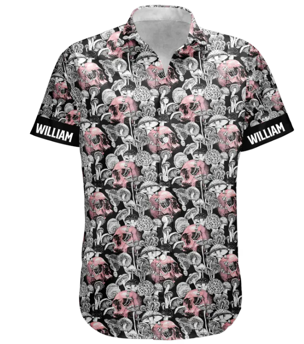 Custom Name With Magic Poisonous Mushroom And Skull - Custom Hawaiian Shirts HA0117