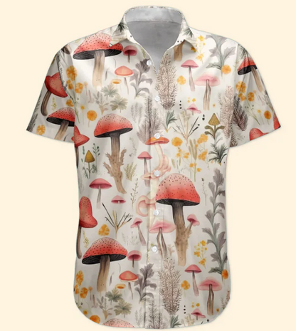 Custom Face Photo Funny With Magic Mushrooms Pattern - Custom Photo Hawaiian Shirts HA0122