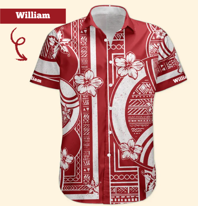 Kapa Hawaiian Pattern Vintage Black Aloha Shirts With Name - Custom Hawaiian Shirts HA0124