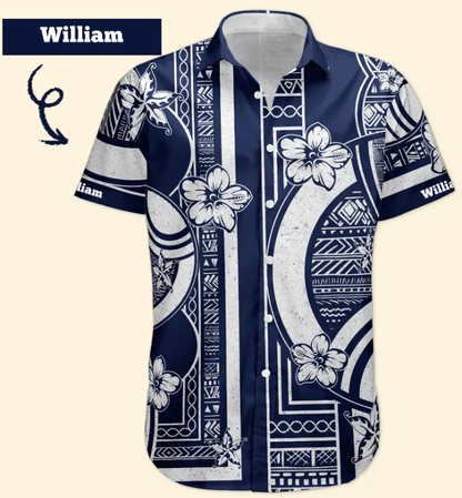 Kapa Hawaiian Pattern Vintage Black Aloha Shirts With Name - Custom Hawaiian Shirts HA0124