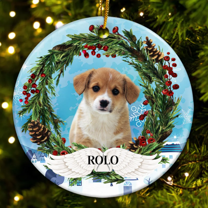 Custom Photo Lovely Pet Face - Christmas Gift For Pet Lovers, Pet Memorial - Personalized Circle Ceramic Ornament OW0002