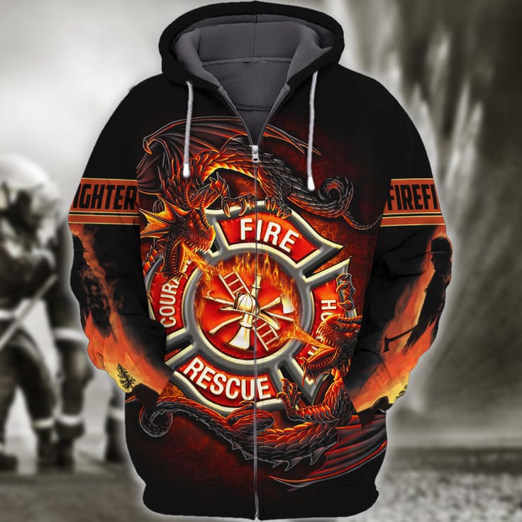 Firefighter Dragon All Over Print For Men & Women 3D Shirt, Proud of Firefighter TO3283