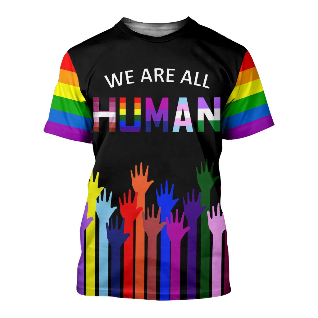 Lesbian T Shirt We Are All Human, Genderqueer Pride Shirt, Trans T Shirt For Pride Month LO0680