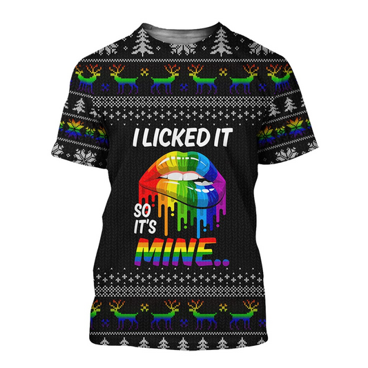 Pride 3D T Shirts For Pride Month, I Licked It, So It Is Mine Rainbow Lips LO0637