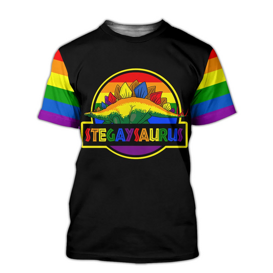 Gay Pride All Over Printed Shirt, Gay Saurus T Shirt, LGBT Pride Gay Tee Shirts LO0678