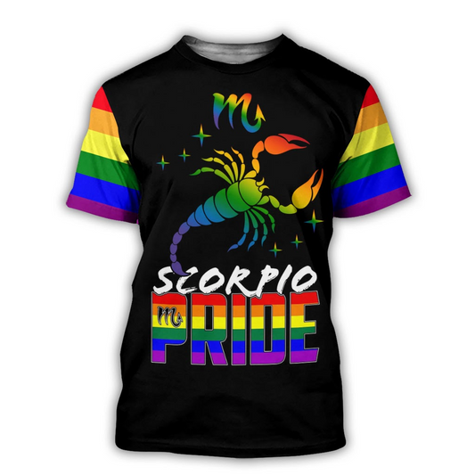 Scorpio 3D LGBT Shirt, Scorpio Shirts For Gay Men, Pride Month Scorpio Tee Shirt LO0669