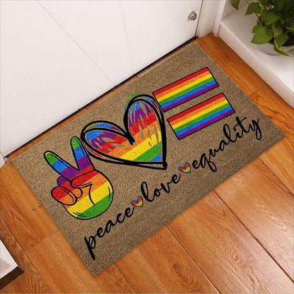 Lgbt Peace Love Equality Pride Doormat, Lgbt Family Welcome Home Doormat LO1400