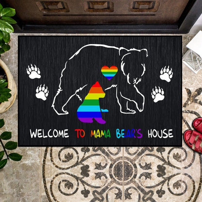 Lgbt Pride Doormat Welcome To Mama Bear’S House Mat, Lgbt Home Decorative Welcome Doormat LO1282